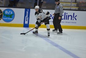 Charlottetown Islanders defenceman Noah Laaouan controls the puck during a Quebec Major Junior Hockey League game at Eastlink Centre. The Islanders host the Memorial Cup-host Saint John Sea Dogs on March 24 at 7 p.m.
