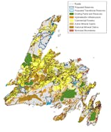 This map of the island included in WERAC’s latest report shows proposed protected areas as well as industrial use of the land as of 2020. -Computer screenshot