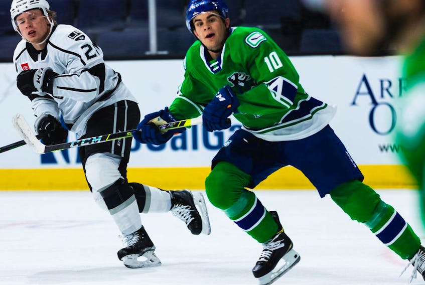 Will Lockwood has nine goals and 16 assists in 46 games for the AHL's Abbotsford Canucks this season.