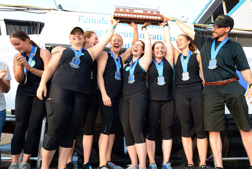 The M5 women’s rowing crew worked with Dr. McGowan ahead of the 200th Royal St. John’s Regatta in 2018 with the goal of winning a championship and setting the women’s course record. When the race had ended, they did both of those things. Keith Gosse/SaltWire Network file photo