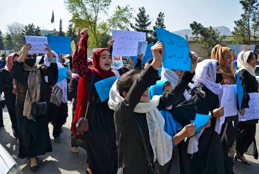 Girls protest in Afghanistan after being denied schooling. Ahmad Sahel/Al Jazeera photo 
