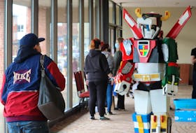 Buddy Rogers, dressed as Voltron for the Island Entertainment Expo in Charlottetown, P.E.I. March 26, says his costume took a year and a half to make. 