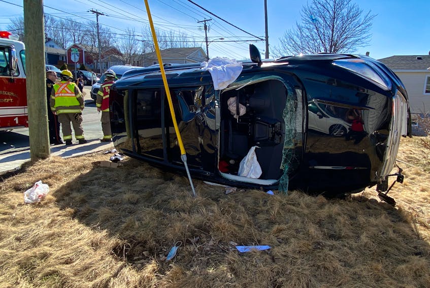 This single-vehicle rollover happened on Empire Avenue Monday afternoon, March 28, in St. John's.
