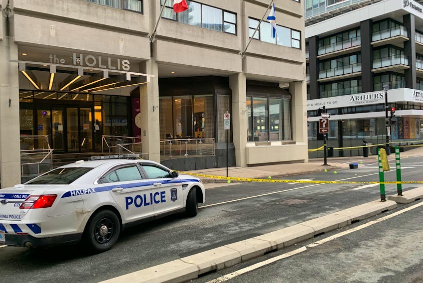 Halifax Regional Police closed off the intersection of Hollis and Sackville Streets on Saturday morning.
