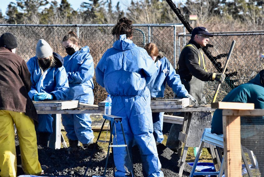 A March 26 RCMP operation to sift through rubble and debris at the site of a March 17 fatal fire took place in Pinkney's Point, Yarmouth County. This was part of a process to collect evidence as part of an ongoing investigation. TINA COMEAU PHOTO