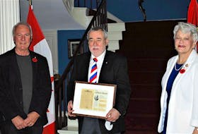 Reg Porter, middle, took home the Gilbert Buote Award in 2021 for his research of early French maps in P.E.I. on his blog, Reg Porter’s Prince Edward Island Heritage Blog. 