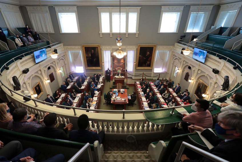 Mar. 24, 2022--Premier Tim Houston makes his opening remarks after Province House opened for another session Thursday afternoon. 
ERIC WYNNE/Chronicle Herald