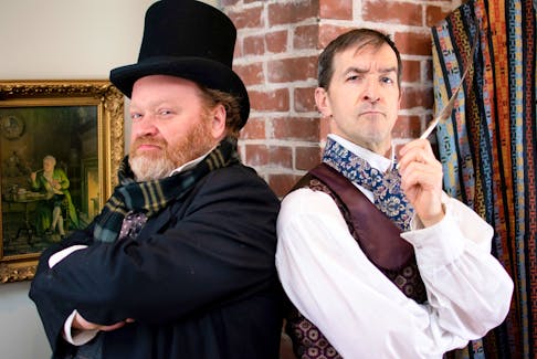 Actors Ryan Rogerson and Jeff Schwager in a promotional still for “Charles Dickens Writes a Christmas Carol” by Richard Quesnel.

PHOTO CREDIT: Photo by Hannah Ziss