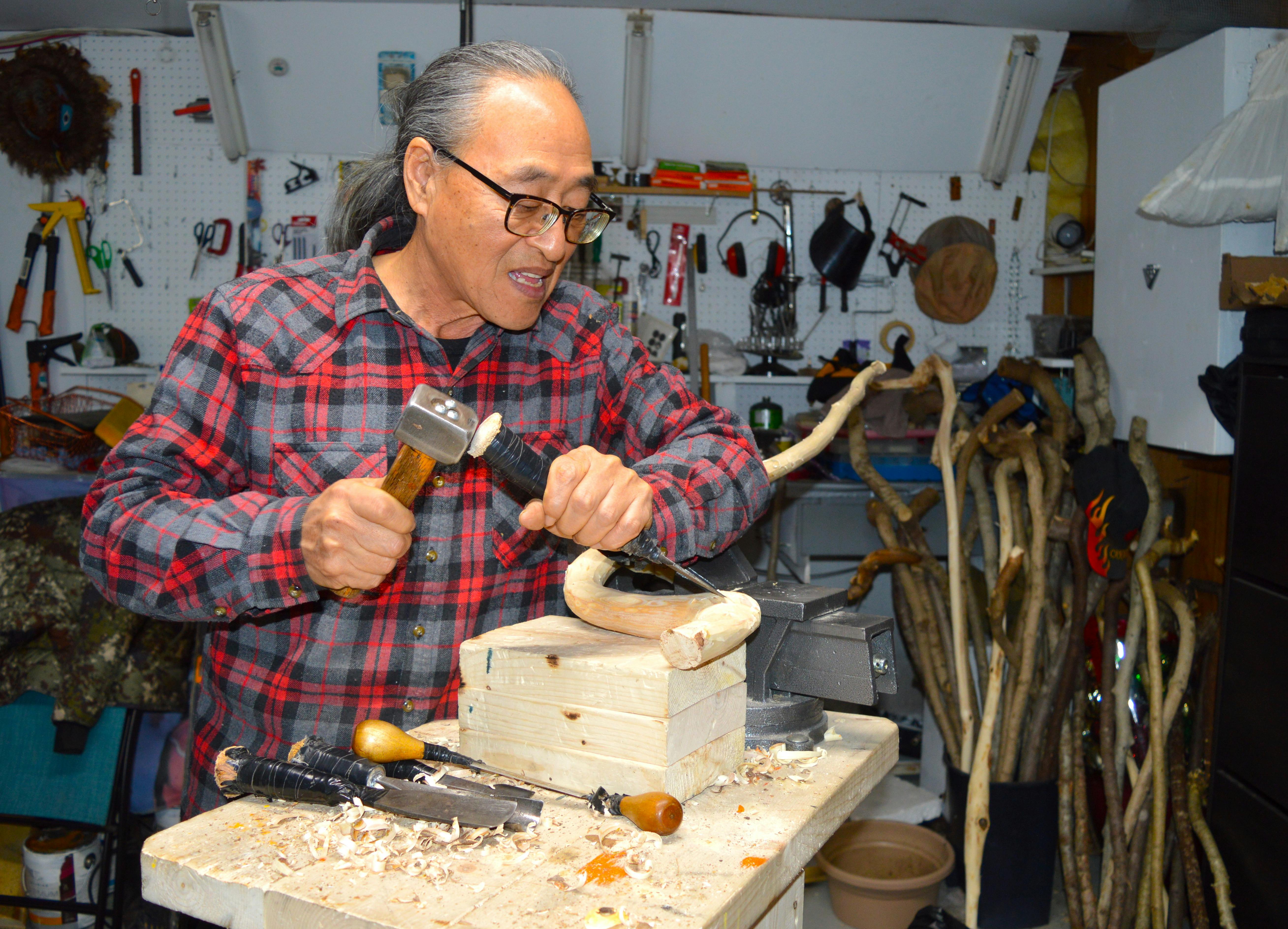 Chipping away deals wood carving