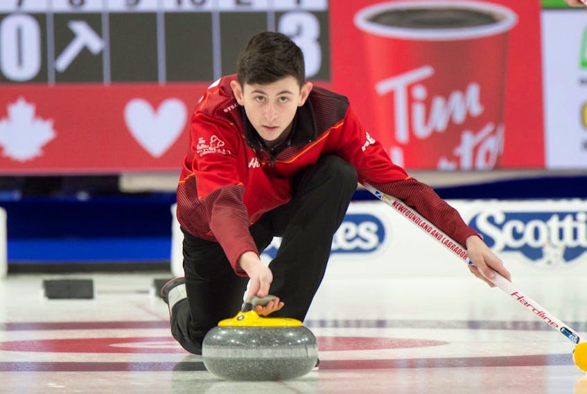 When Newfoundland and Labrador’s Nicholas Codner, 15, hit the ice Saturday night at the 2022 Tim Hortons Brier in Lethbridge, Alta., he became the youngest athlete to compete at the national tournament. Curling Canada/Facebook 