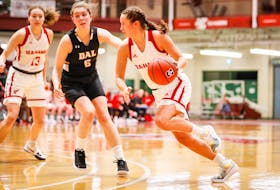Memorial University guard Rebecka Ekström (front) has been putting up strong numbers for the Lady Sea-Hawks in her first year in Atlantic University Sport. Photo courtesy Ally Wragg 