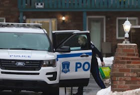 Halifax regional police on the scene of Friday's evening's homicide that took the life of a man in following a stabbing outside of Elmwood Ave apartment, seen Sunday March 6, 2022.