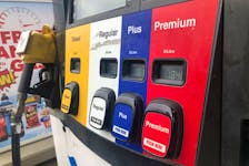 For file... gas pumps are seen at a fuel station in Fall River Nova Scotia Monday, March 7, 2022