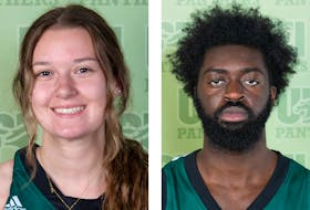 UPEI Panthers basketball players Alicia Bowering, left, and Isaiah Ankra are the UPEI Panther Subway athletes of the week for the week of Feb. 28. 