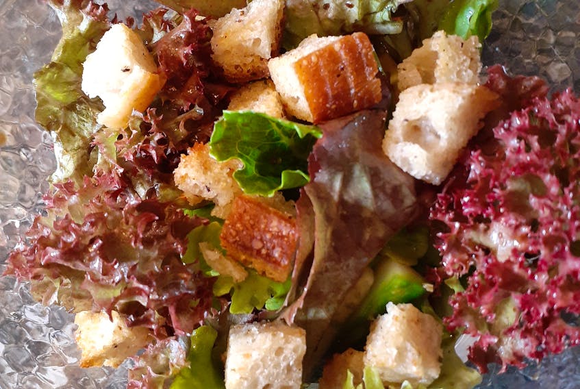Sourdough croutons make a delicious and crunchy addition to a salad.