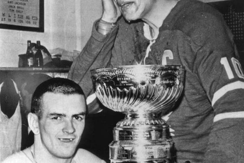  George Armstrong, then-captain of the Toronto Maple Leafs celebrating the 1962-63 Stanley Cup title with teammate Dave Keon (left), was Bruce Boudreau’s junior coach with the Ontario Hockey Association’s Toronto Marlboros in the early 1970s. ‘We lost a game and the players were so upset because we were letting him down,’ Boudreau recalls.