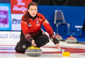 Sarah Hill has represented Newfoundland and Labrador at the last two Scotties Tournament of Hearts. She's shown throwing a rock for Team NL at the 2022 edition of the event, held in Thunder Bay, Ont. — Curling Canada/Andrew Klaver 