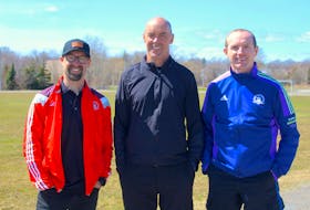 Herbie Sakalauskas, from left, John MacKinnon and Jamie Fitzgerald are three of the Cape Breton runners who will be participating in the Boston Marathon on Monday. Chris Connors/Cape Breton Post