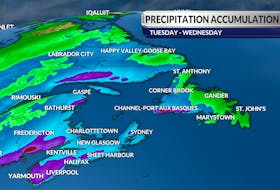 The heaviest rain with our next system will be over southern New Brunswick, Nova Scotia, and southwest Newfoundland.