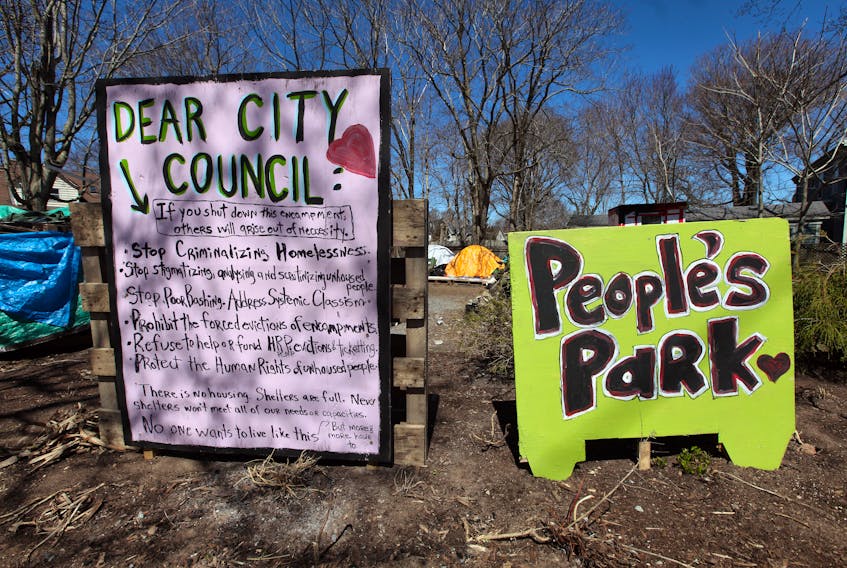 April 18, 2022--New signage, put up by residents at Meagher Park, in a plea to Halifax City Council.ERIC WYNNE/Chronicle Herald