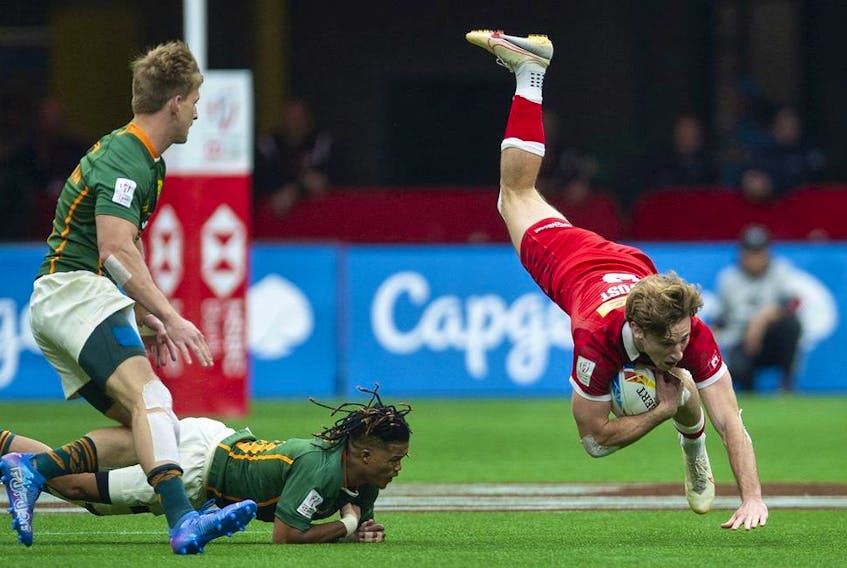  Canada plays South Africa in the HSBC World rugby Sevens Series at BC Place Stadium in Vancouver, BC Saturday, April 16, 2022.