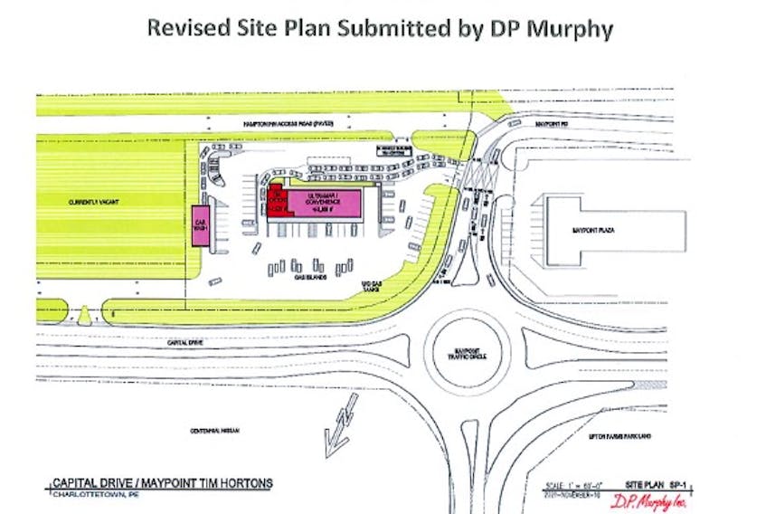 The City of Charlottetown provided this concept of the proposal for the new Tim Hortons drive-thru restaurant near the Maypoint roundabout on Capital Drive.