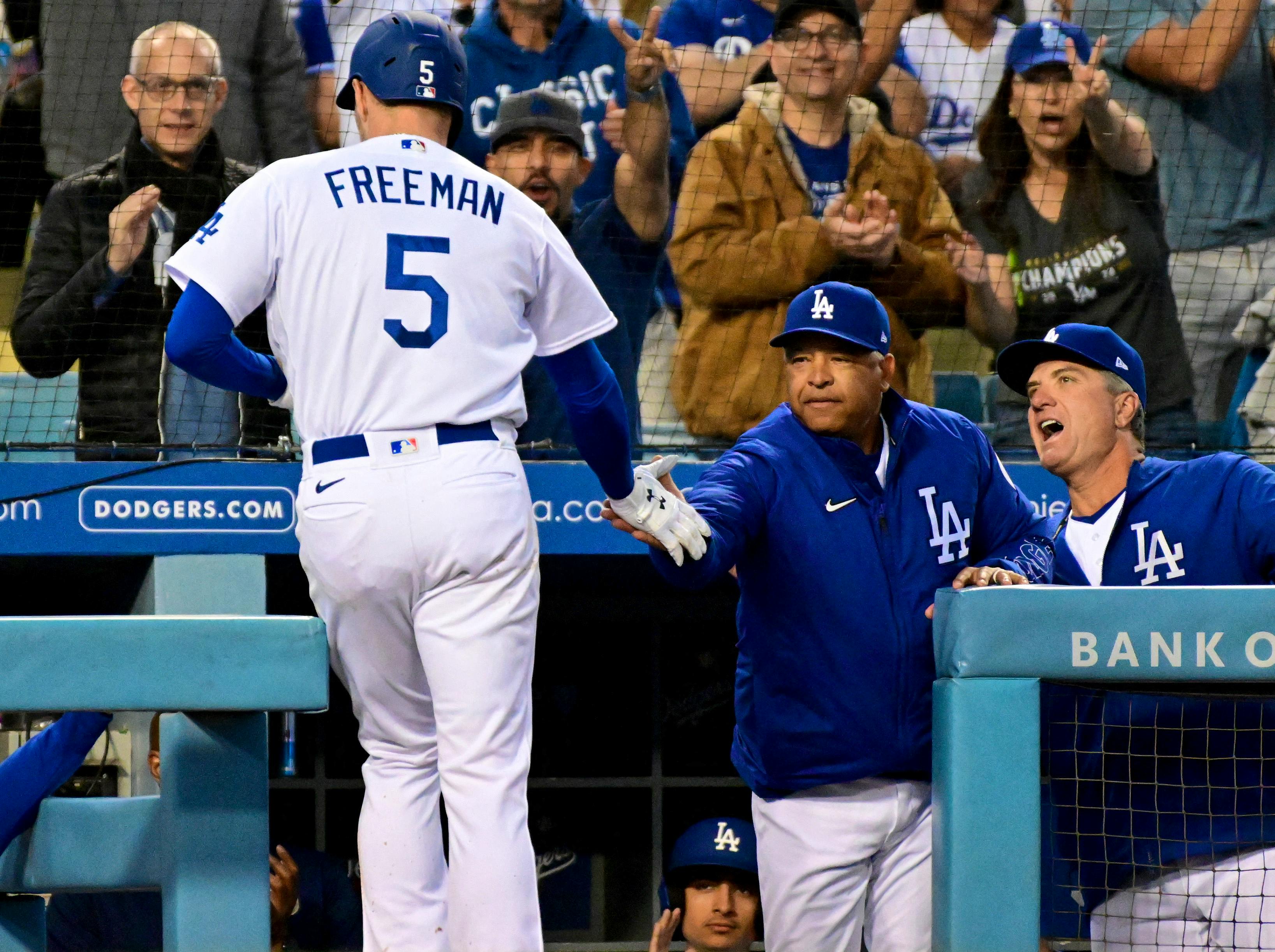 Dodgers' Freddie Freeman homers in first at-bat vs. Braves