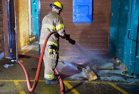 Firefighters made quick work of a fire following an apparent break-in early Saturday morning. Keith Gosse/The Telegram