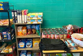 Shelves are stocked at the new food pantry at Glace Bay High School, which is part of a SchoolsPlus initiative to combat food insecurity among students and their families. CONTRIBUTED 