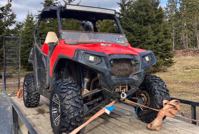 Cape Breton Crime Stoppers are in search of a suspect or suspects after a red 2012 Polaris Ranger side by side was stolen from a Sydney River residence on March 25. Police said other items were also stolen from inside the residence  