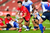  Canada’s Nathan Hirayama makes a break for it against Japan at the 2019 Singapore Sevens. ‘It’s not going to be an overnight fix,’ he says of reform at Rugby Canada.