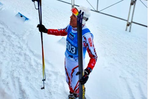 Jack White, of Port au Port, is seen at the 2022 Masters World Cup of Cross-Country Skiing in Canmore, Alberta. He won three gold medals in the 80 to 84 age group.  - Contributed