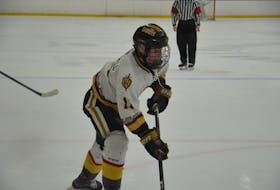 Rookie forward Ross Campbell of Souris in action with the Charlottetown Bulk Carriers Knights during a New Brunswick/P.E.I. Major Under-18 Hockey League game at MacLauchlan Arena in Charlottetown during the 2021-22 season. Campbell recorded two points for the Knights at the 2022 Atlantic championship in Paradise, N.L., on April 22. The Moncton Flyers defeated the Islanders 7-4 in the opening round-robin game for both teams. 