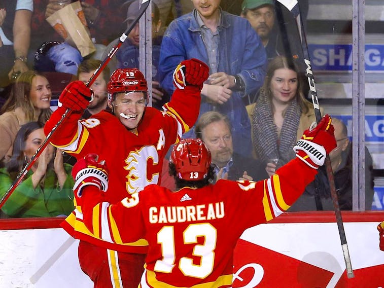 Men's Calgary Flames Johnny Gaudreau Matthew Tkachuk Hockey Jersey