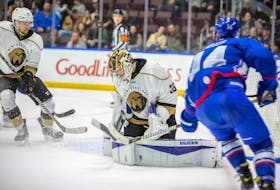 Newfoundland Growlers goaltender Keith Petruzelli backstopped his team to a 2-0 series lead over the Trois-Rivières Lions in the ECHL North Division semi-finals. Jeff Parsons/Newfoundland Growlers