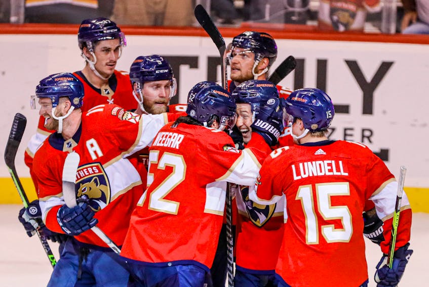 Many members of the MacEwen and Ryan family members believe the Florida Panthers will be the team to beat in this year's playoffs. The Panthers are on an upward trend, winning a franchise-record 13th consecutive game April 23 as the regular season winds down. - Sam Navarro-USA TODAY Sports