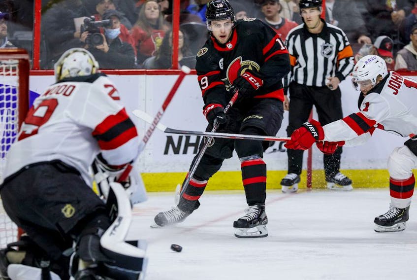 Drake Batherson, who celebrated his 24th birthday Wednesday, gave himself an early present with two goals against the Devils on Tuesday night. He's feeling much better now after losing 10 pounds while battling the flu.