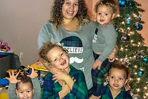 Bailee Clyke stands with her four children at Christmas. She holds Kaishawn, who is now two; Zunairah, who just four, stands at far left; Amiyah, who is seven, stands at centre; and Rozel, who is five, stands at right. CONTRIBUTED/Alana King