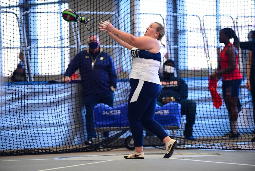 Keighan DeCoff is in her freshman year at Mount Saint Mary’s in Maryland where she is competing in several throwing events. CREDIT: Mount Saint Mary’s