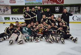 The Charlottetown Knights pose for a team picture after winning the provincial major under-18 hockey championship on April 2. The Knights defeated the Kensington Wild 8-2 at MacLauchlan Arena to sweep the best-of-seven series. The Knights now represent P.E.I. at the Atlantic championship in Paradise, N.L., from April 21 to 24.