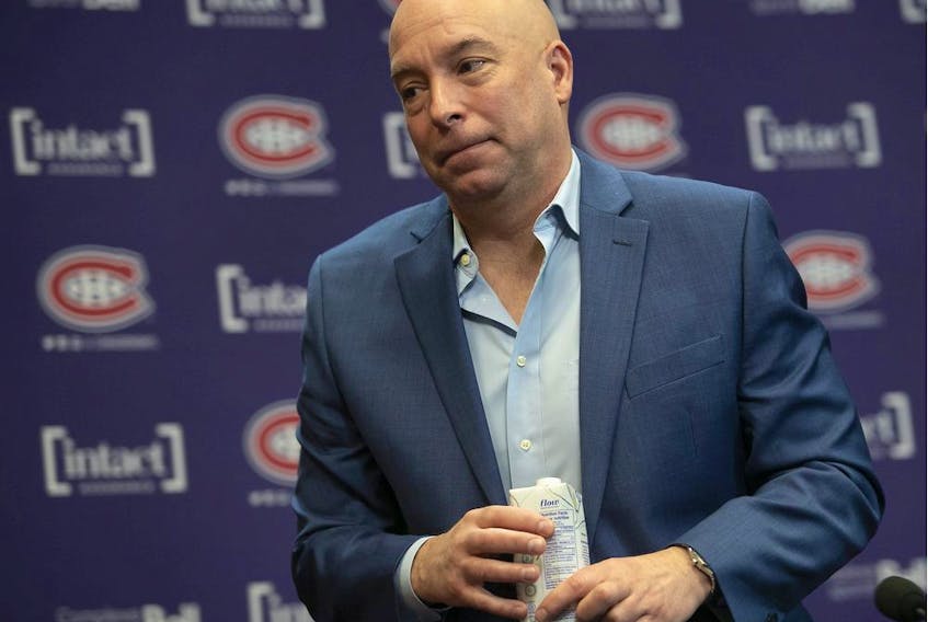 Canadiens GM Kent Hughes on Saturday, April 30, 2022, during the post-mortem press conference following the end of Montreal's season.