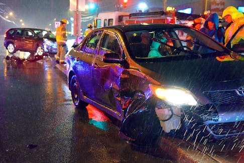 One person was hospitalized following a two-vehicle crash in St. John's Monday night. Keith Gosse/The Telegram