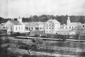 This photograph of the railway and Kentville from the 1870s was taken by Henry Bruce Jefferson under his pen name J.B. King.  