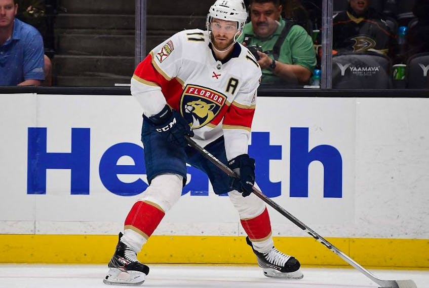 Jonathan Huberdeau and the Florida Panthers take on the Leafs Tuesday night. USA TODAY SPORTS