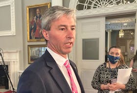 Premier Tim Houston said at Province House in Halifax on Tuesday, April 5, 2022, that it is not time to bring back COVID mandates, including a mask requirement.