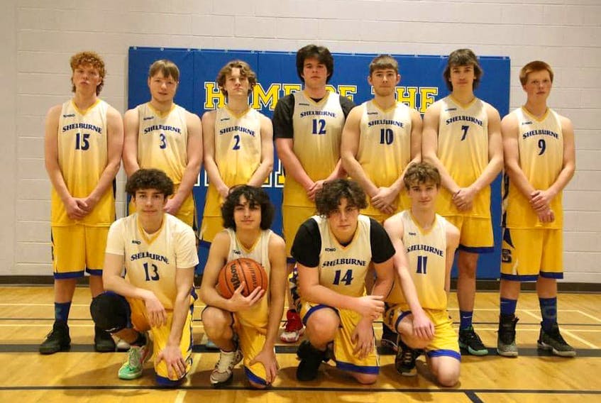 The Shelburne Rebels will be hosting the eight team School Sport N.S (SSNS) Division 3 Boys Basketball Championships on April 8 to 10 at the Shelburne Regional High School (SRHS).  Bottom L-R: Jonah Demings, Jaden Peters, Dakota Albert and Avrey MacMaster.  Top L-R - Ethan Stewart, Shane Crowell, Chance Goodick, Ryan Burton, Chase Matthews, Maddox Graham and Eric Stewart. Contributed