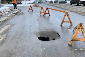 A sinkhole has opened in Corner Brook near the intersection of University Drive, O'Connell Drive and Mount Bernard Avenue. 