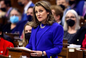 Canada's Finance Minister Chrystia Freeland delivers the 2022-23 budget in the House of Commons on Parliament Hill in Ottawa on April 7.