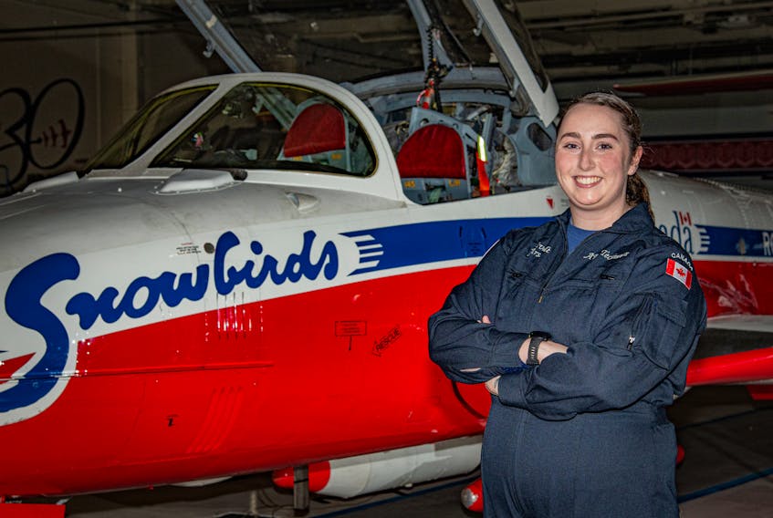Cpl. Avery Arsenault, originally from Kinkora, P.E.I. is now a member of the Royal Canadian Air Force’s 431 Air Demonstration Squadron (AKA, The Snowbirds). Arsenault is an aviation systems technician, responsible for maintaining and repairing the venerable CT-114 Tutor jets used by the team in its gravity-defying aerobatic routines. She fulfilled a childhood dream by earning a place with The Snowbirds. 