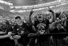Fans react at a Judas Priest concert at the Scotiabnk Centre in Halifax on Thursday, April 7, 2022.